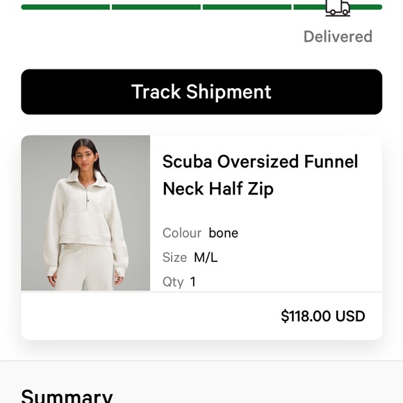 Lululemon Scuba Oversized Funnel Neck Half Zip Sweater - Bone - Picture 2 of 5